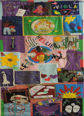 quilt with women who perished from violence or substance misuse
